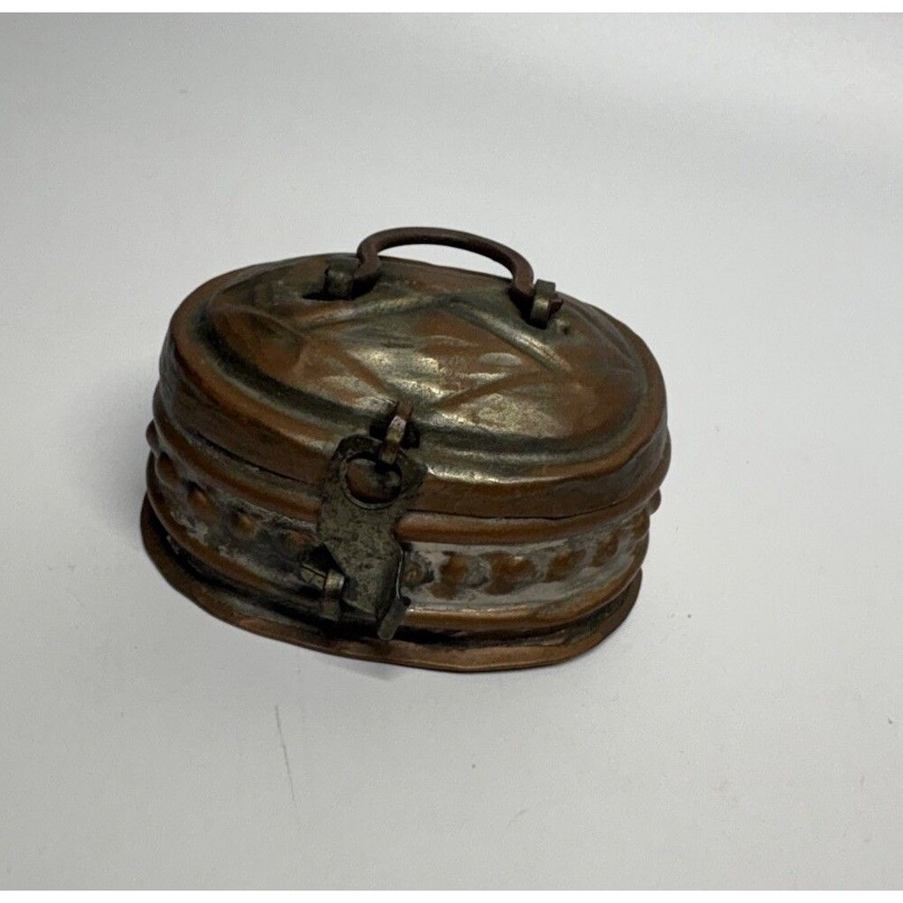 Antique Ottoman Copper Repoussé Hammam Bath House Soap Carrier SMALL 3”